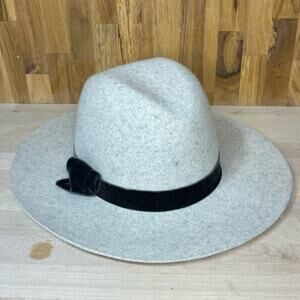 Hat Attack Madison Cream Wool Felt, Velvet Band Wide Brim Fedora Hat